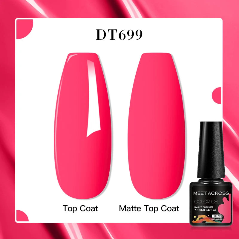 MEET ACROSS 7ml Red Blue Green Metallic Gel Nail Polish Super Bright Mirror Effect Semi Permanent LED UV Gel Nail Art Varnish