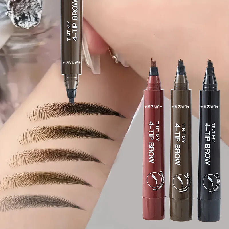 AIYI 4-Prong Eyebrow Pencil Waterproof Microblading Long Lasting Natural Smudge Proof Brow Pen