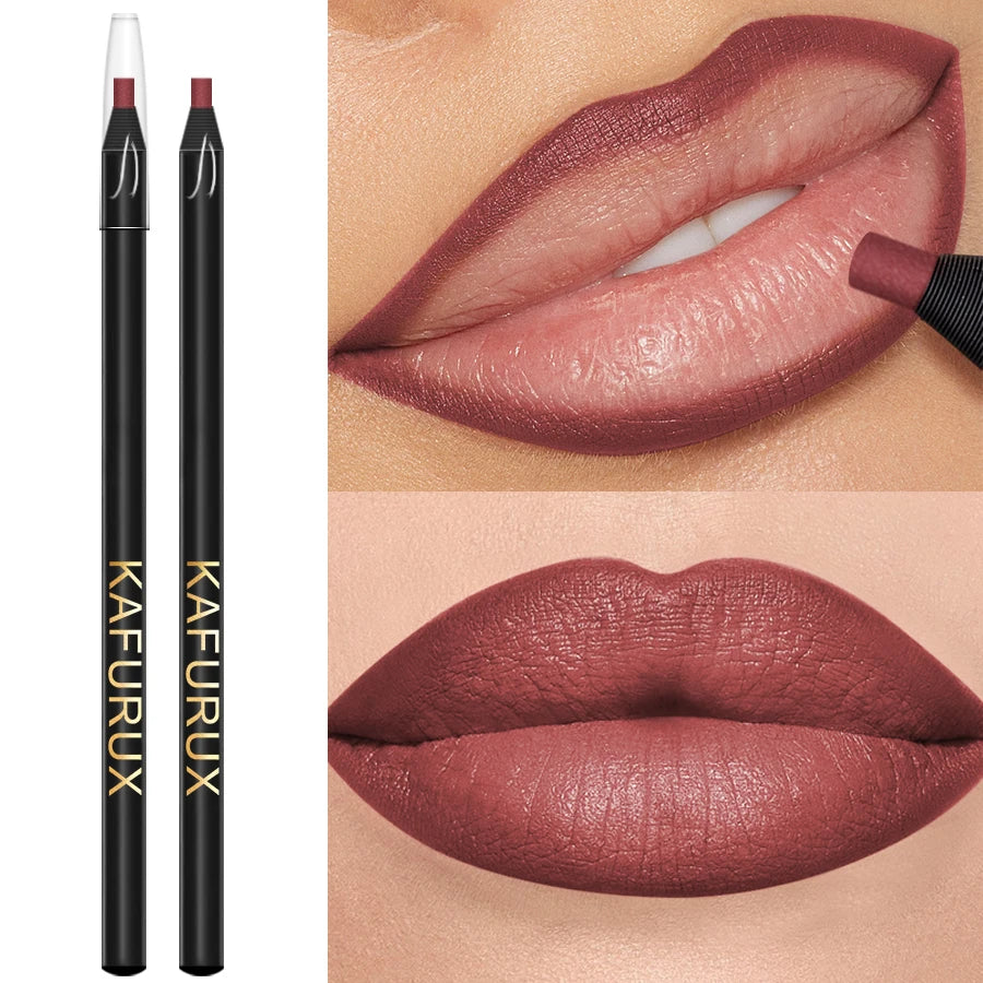 12 Colors Matte Lip Liner Pen Long Lasting Lip Glaze High Pigment Lip Tint Waterproof Red Brown  Lipliner Korean Makeup Gifts