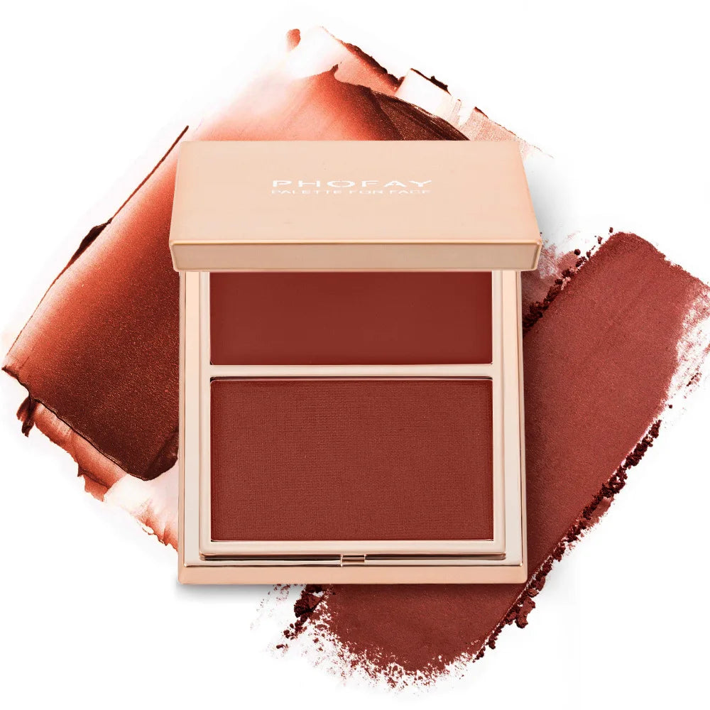 Two-tone Natural Matte Cream Blush Shimmer Contour Blusher Blush Powder Longlasting Waterproof Face Blusher Chinese Cosmetics