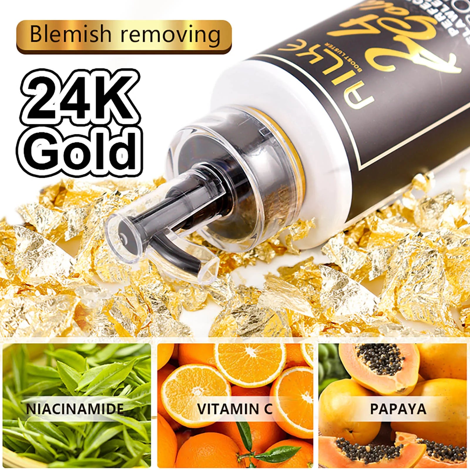 AILKE 24k Gold Perfect Flawlessly Body Lotion, Whitening, Inhibit Melanin, Moisturizing, UV Protect, With Nicotinamide Vitamin C