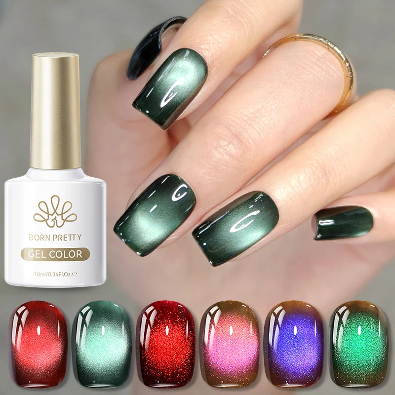 BORN PRETTY 10ml Wishing Apple Red Glass Bead Cat Magnetic Gel Ultra Shine Soak Off UV Gel Nail Art Varnish Nail Supplies
