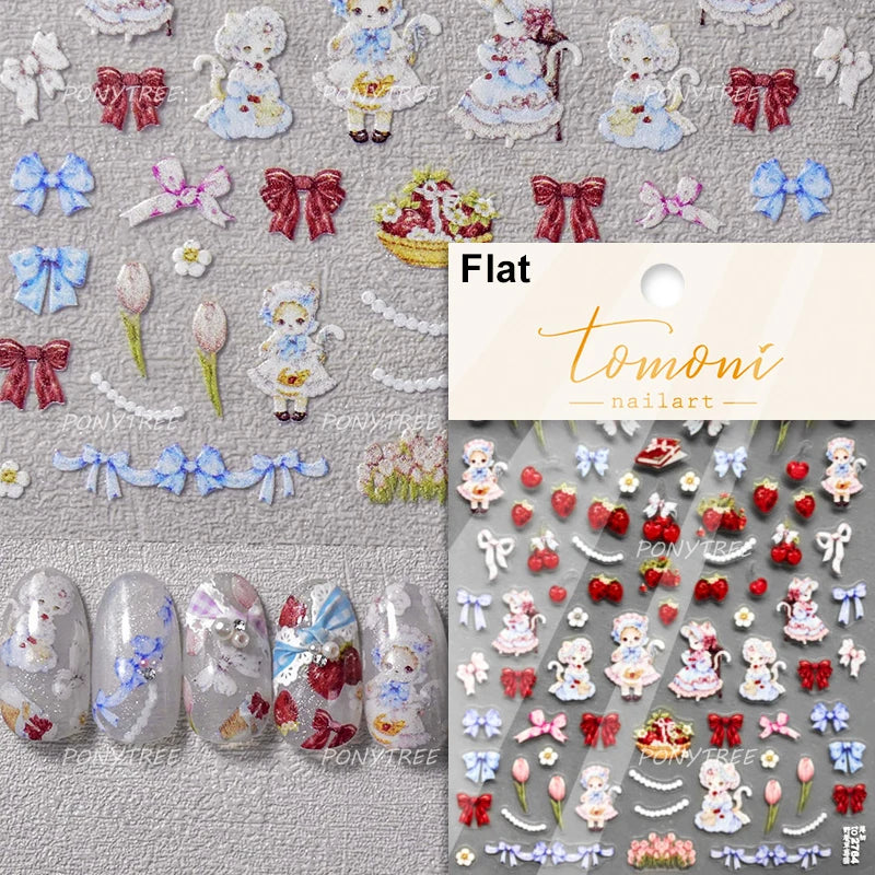 Shiny Attractive Apple Core Peel Cute Fruits Bowknot Tie Star Self Adhesive Nail Art Stickers Charming Rhinestone Manicure Decal