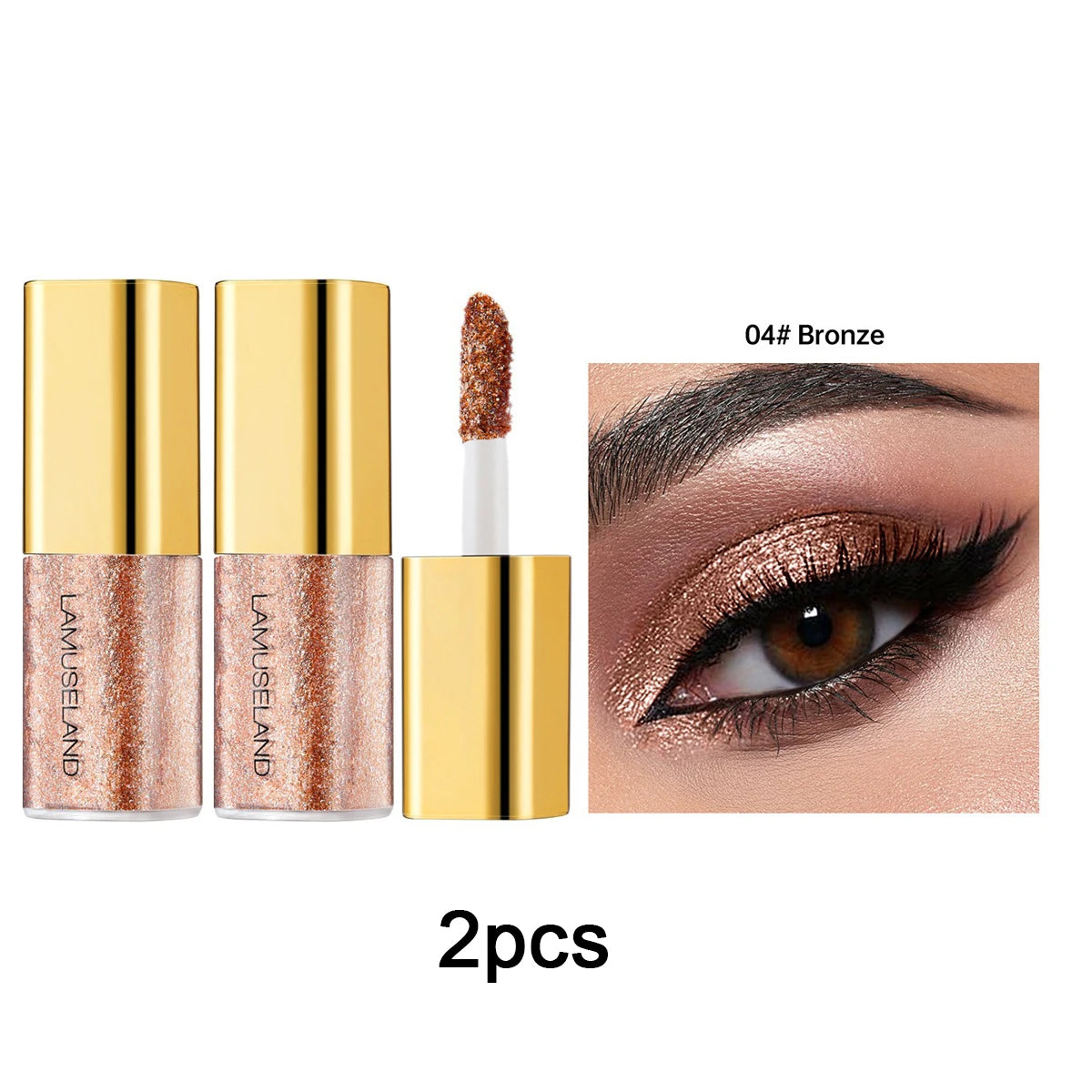 Pearly Liquid Eyeshadow Makeup Waterproof Shimmer Glitter Eye Shadow Highlighter Lasting Eye Tint for Daily Natural Smokey Look