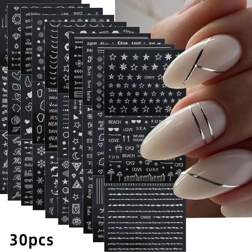 3D Colorful Flowers Cherry Blossoms Rose Daisy Nail Decals 20/30/60/70/90pcs Cute Heart Nail Sticker Manicure Decoration 5.5*6cm