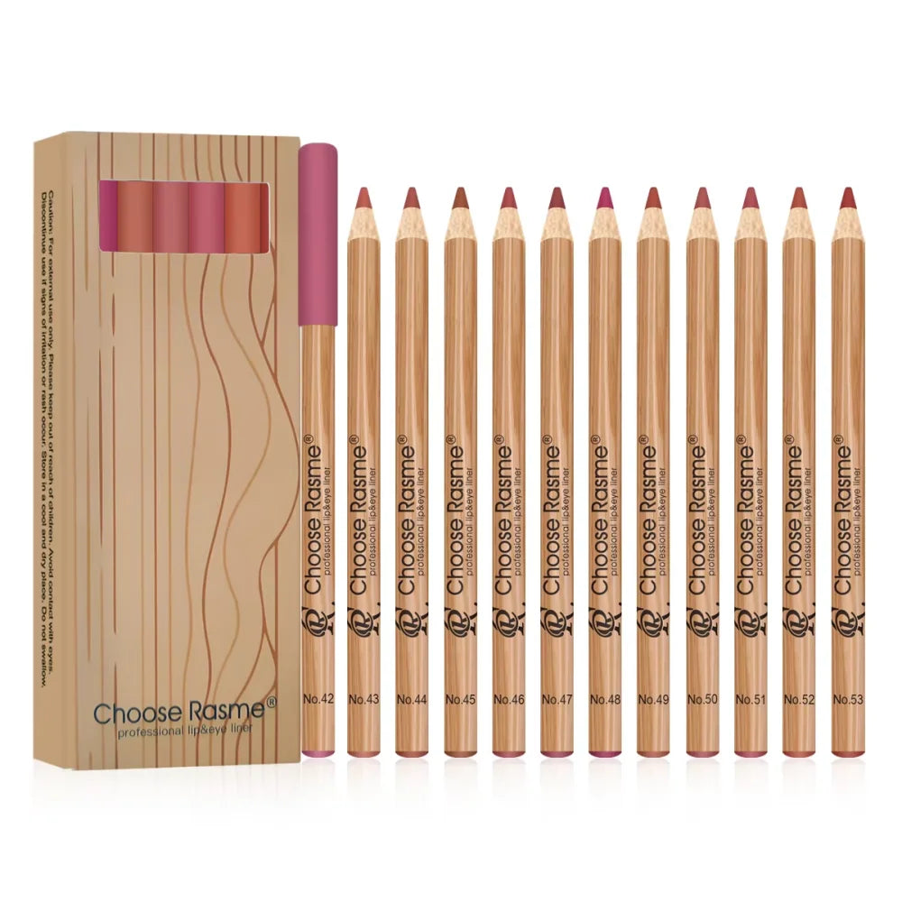 12 Color Nude Matte Lipstick Pencil Long-lasting Waterproof Lip Pencil High Pigmented Lip Liner Lip Makeup Tool