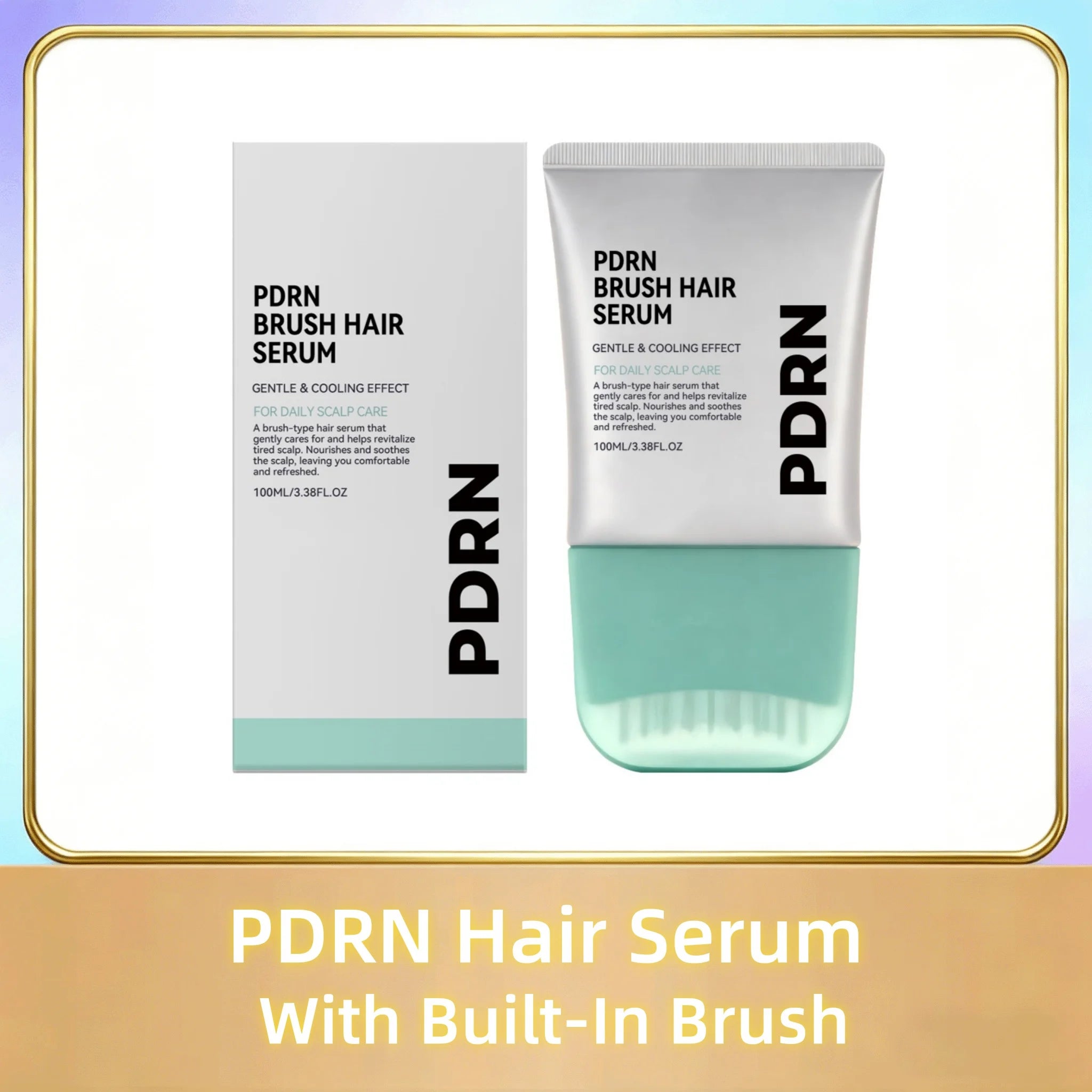 PDRN Hair Serum With Built-In Brush,Strengthen Hair Root Anti Hair Loss Improve Scalp Environment Daily Head Care Scalp Massager