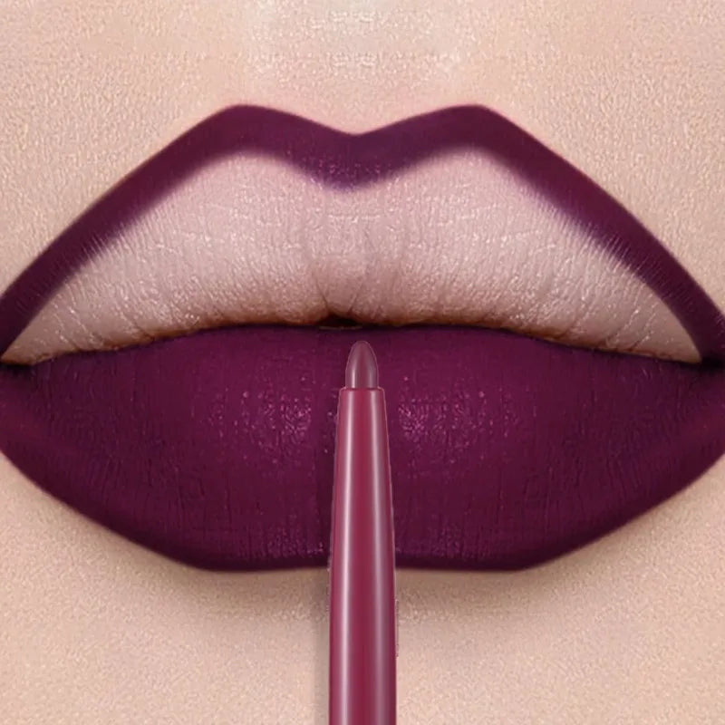 12 Colors Lip Liner Lipstick Pen Long-Lasting Waterproof Sweatproof Lip Contouring Pen Matte Velvet Non-fading Color Lips Makeup