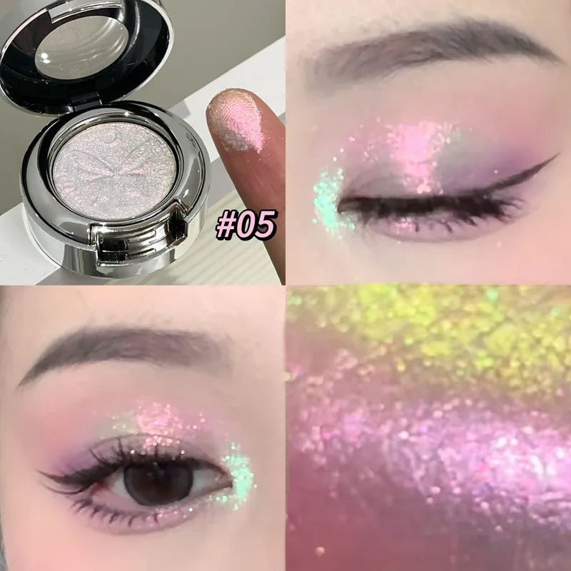 3D Butterfly Embossing Chameleon Eyeshadow Monochrome High-pigment Metallic Gradient  Shiny Glitter Blue Highlighter Eyes Makeup