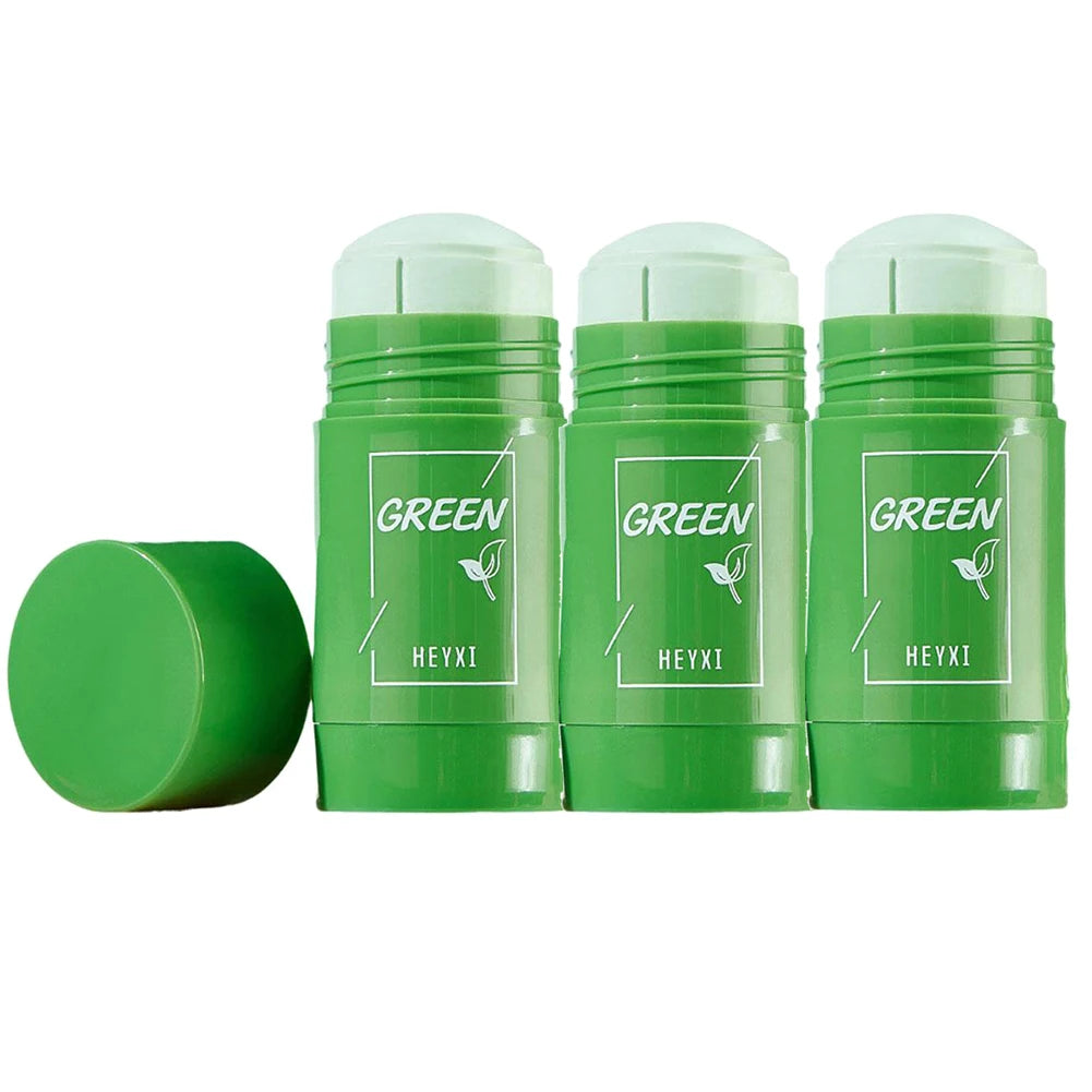 1/3PCS Green Tea Clay Stick For Face, Green Mask Stick Smear Acne Shrink Blackhead Green Tea Extract Facial Mask Pore Cleansing