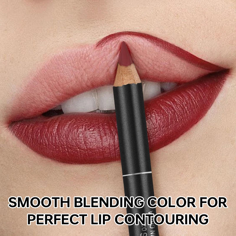 Matte Lip Liner Pencil, Waterproof Long Lasting Non-Fading Smooth Velvet Lip Liner for Outline and Filling, Lip Makeup Tool