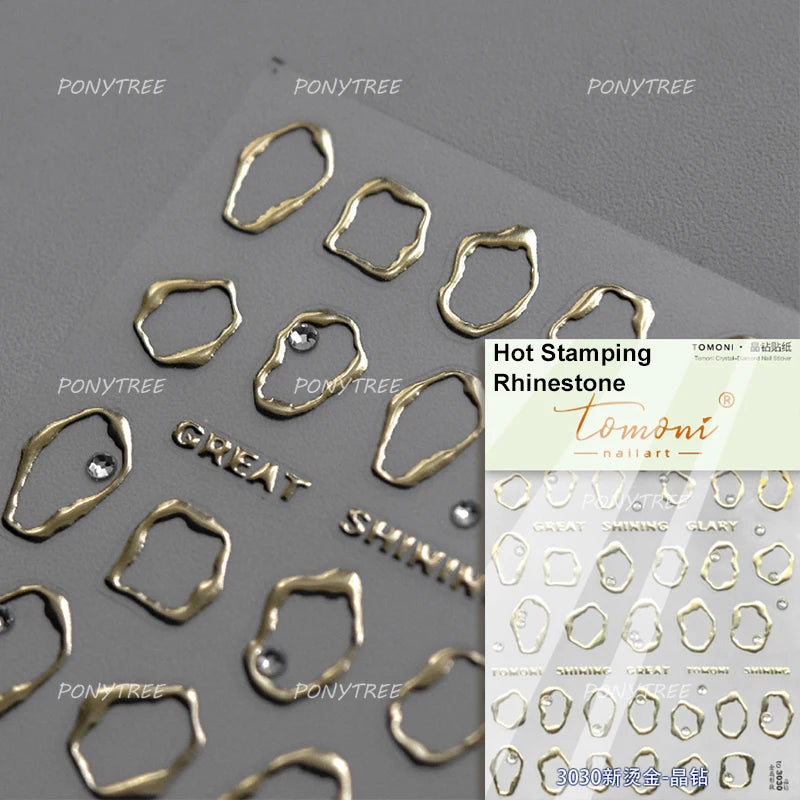 Geometric Lines Star Love Heart Chain Silver Gold Lava Letter Flower Growth Ring Number 5D DIY Nail Art Stickers Manicure Decals