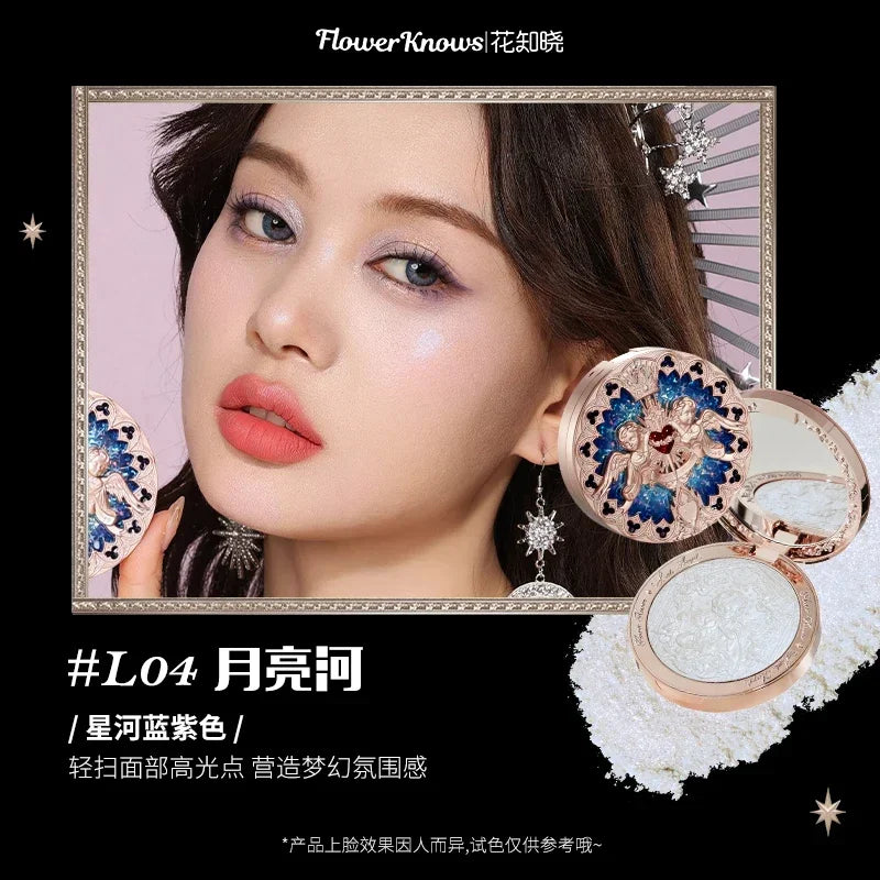 Flower Knows Little Angel Collection Relief Highlight Face Powder iluminador Makeup Contour Highlighter Palette 8g/0.3Fl.oz