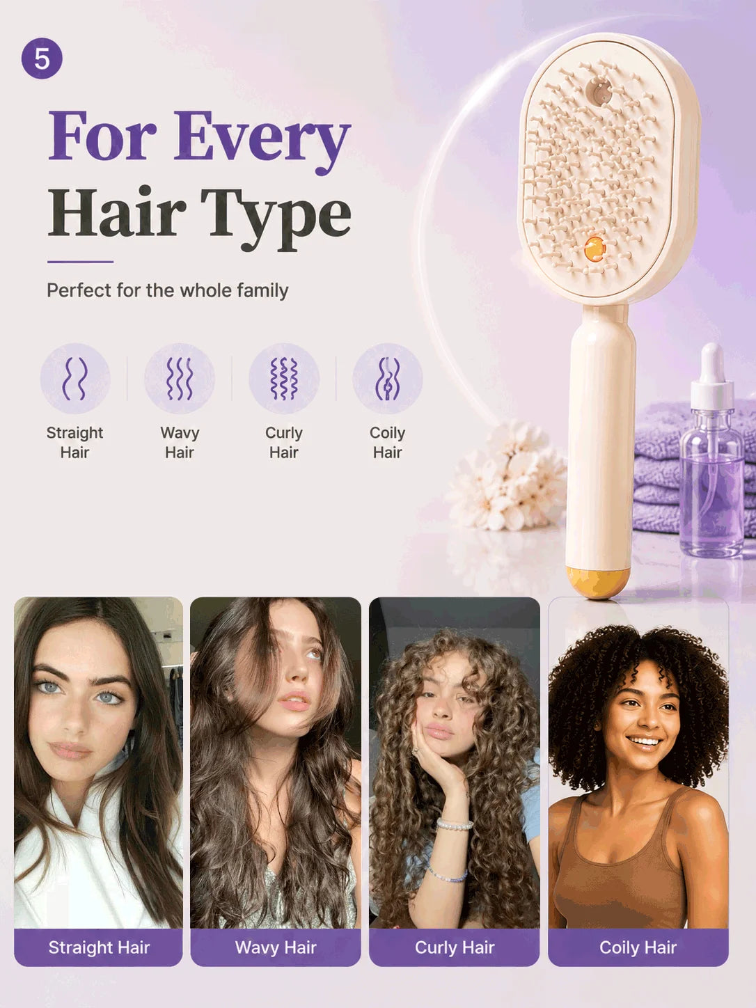 Electric Steam Brush For Hair Detangling Hair Brush Anti Frizz Hair Brush