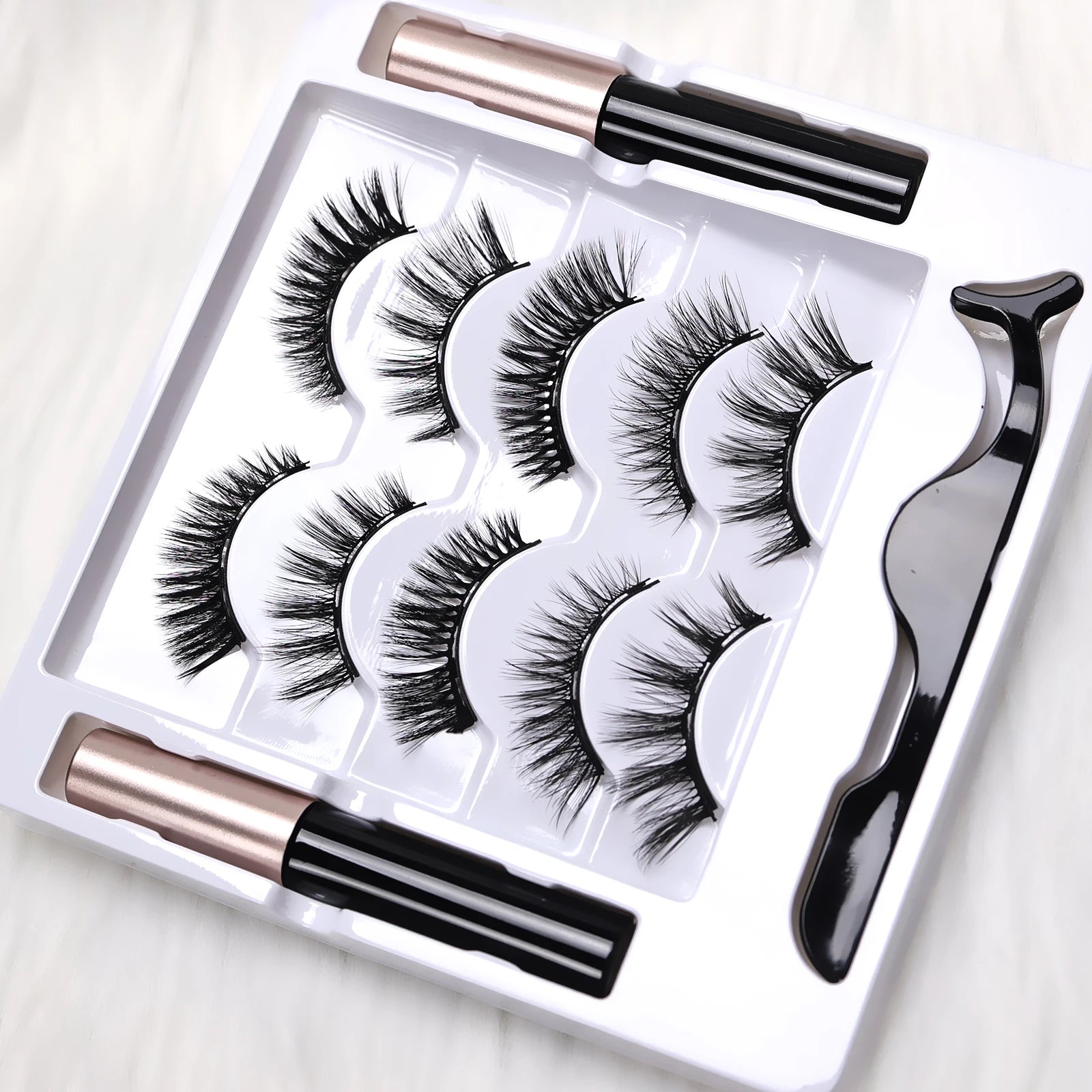 5 Pairs Magnetic Eyelashes Full Strip Set - No Glue Needed, False Lashes for Daily/Party Makeup