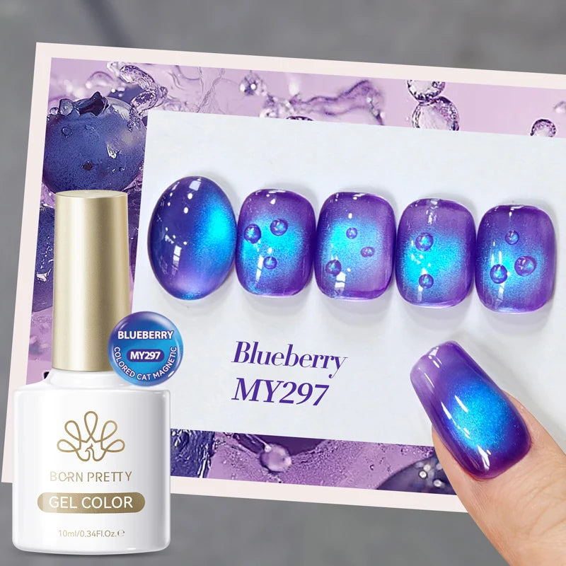 BORN PRETTY 10ml Fruit Green Purple Cat Magnetic Gel Nail Polish 2025 New Whitening Guava Grape Glass Bead Nail Varnish Supplies