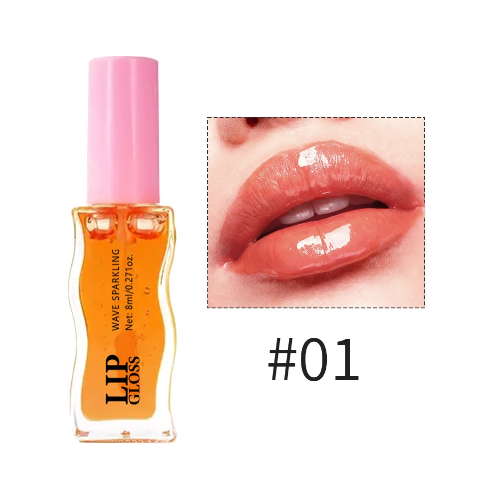 Wavy Bottle Lip Glaze,Shiny Glossy Finish with Moisturizing Plumping Formula,Easy Multi-Look and Waterproof Long Wear for Winter