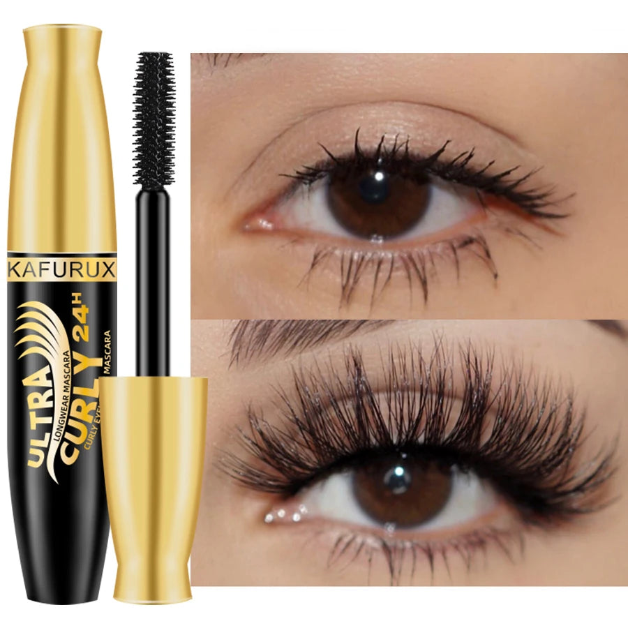 5D Black Waterproof Mascara Lengthens Eyelashes Extension Silk Fiber Mascara Korean Makeup Cosmetic for Women Gifts Thicken