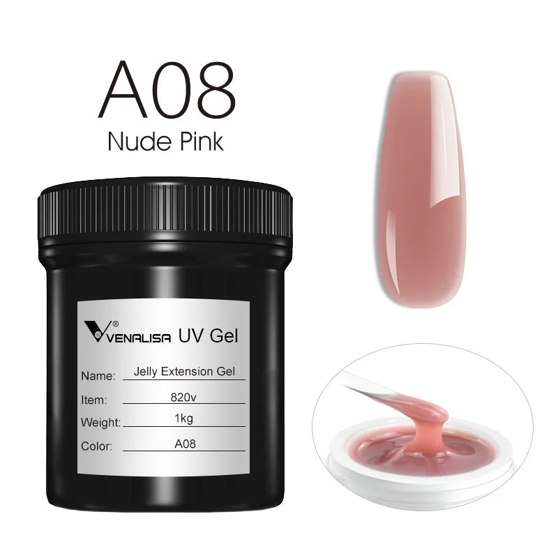 VENALISA Jelly Gel Large Volume 1L Jelly Nude Collection Not Burning Soak Off UV LED Soft Extension Gel Nail Gel Nail Manicure