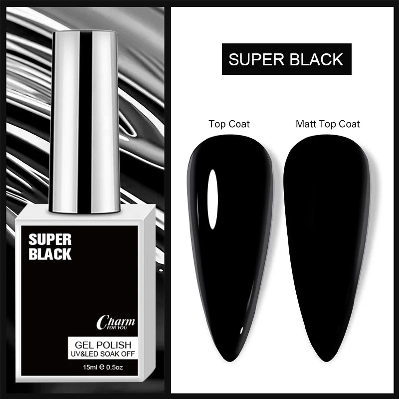 15ml Classic Gel Nail Polish, Vibrant Black,White Red Shades Varnish Easy Soak Off UV LED Nail Gel for Home Salon & DIY Nail Art