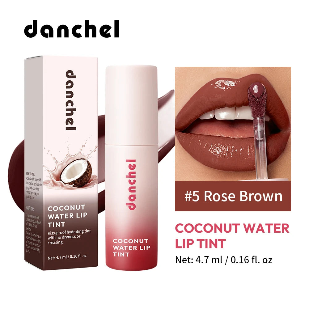 Coconut Water Lip Tint Long-lasting Hydration Flawless Full Color Glossy Finish Non-Sticky Waterproof Smudge-Resistant Lip Tint