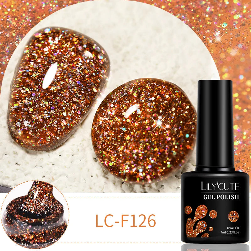 LILYCUTE 7ml 9D Black Crystal Cat Magnetic Gel Nail Polish Laser Silver Glitter Semi Permanent Manicure For Nail Art Gel Varnish