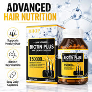 Biotin Plus Hair Growth Capsules with Collagen and Keratin, Vitamins A C E B12 Folate Hair Vitamins Hair Nutrition Support