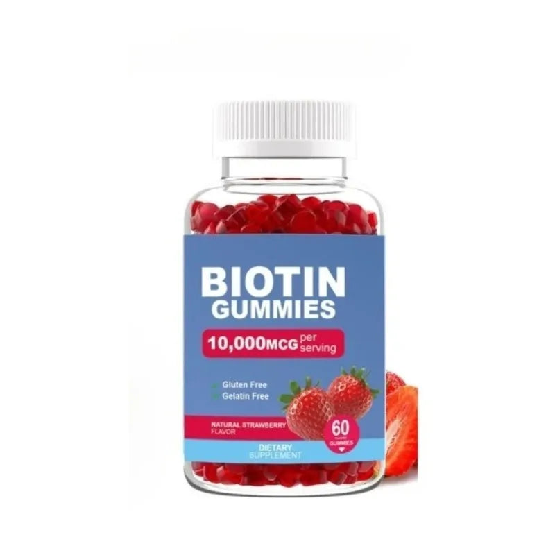 Biotin Gummies for Hair Growth, Skin & Nails Biotin Vitamins for Women Men Great Tasting Strawberry Flavor Gummies
