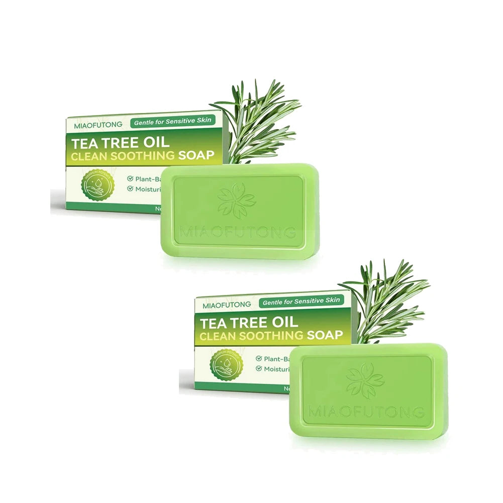 MIAOFUTONG Gentle For Sensitive Skin TEA TREE OILANTIFUNGAL SOAP Plant-Based Care Moisturizing FormulaG Lmproving Acne