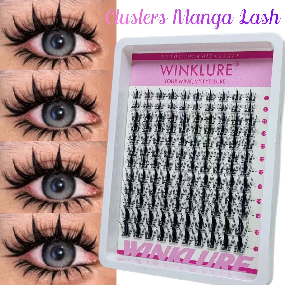 WINKLURE Manga Lash Clusters Spiky Eyelash Clusters Natural Lash Extensions Wispy Lashes Clusters Anmie Style Individual Lashes