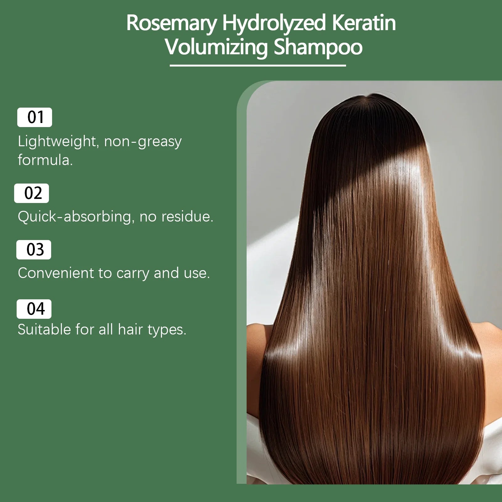 Rosemary Keratin Volumizing Shampoo 220ML Deep Nourishing Hair Care Repair Damage Boost Fullness Smooth Frizz Control Daily Use