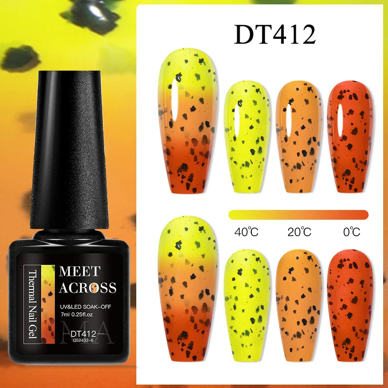 MEET ACROSS 7ml 36Colors Glitter Thermal Gel Nail Polish 3 Colors Changing Soak Off Gel Winter Semi Permanant Nail Art Varnish