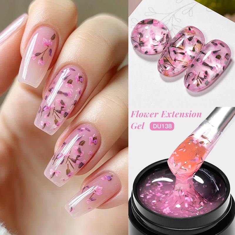 Flower Quick Extension Gel Nail Polish Dried Flower Construct UV Hard Gel Semi Permanent Acrylic Extension Nail Art Varnish DIY