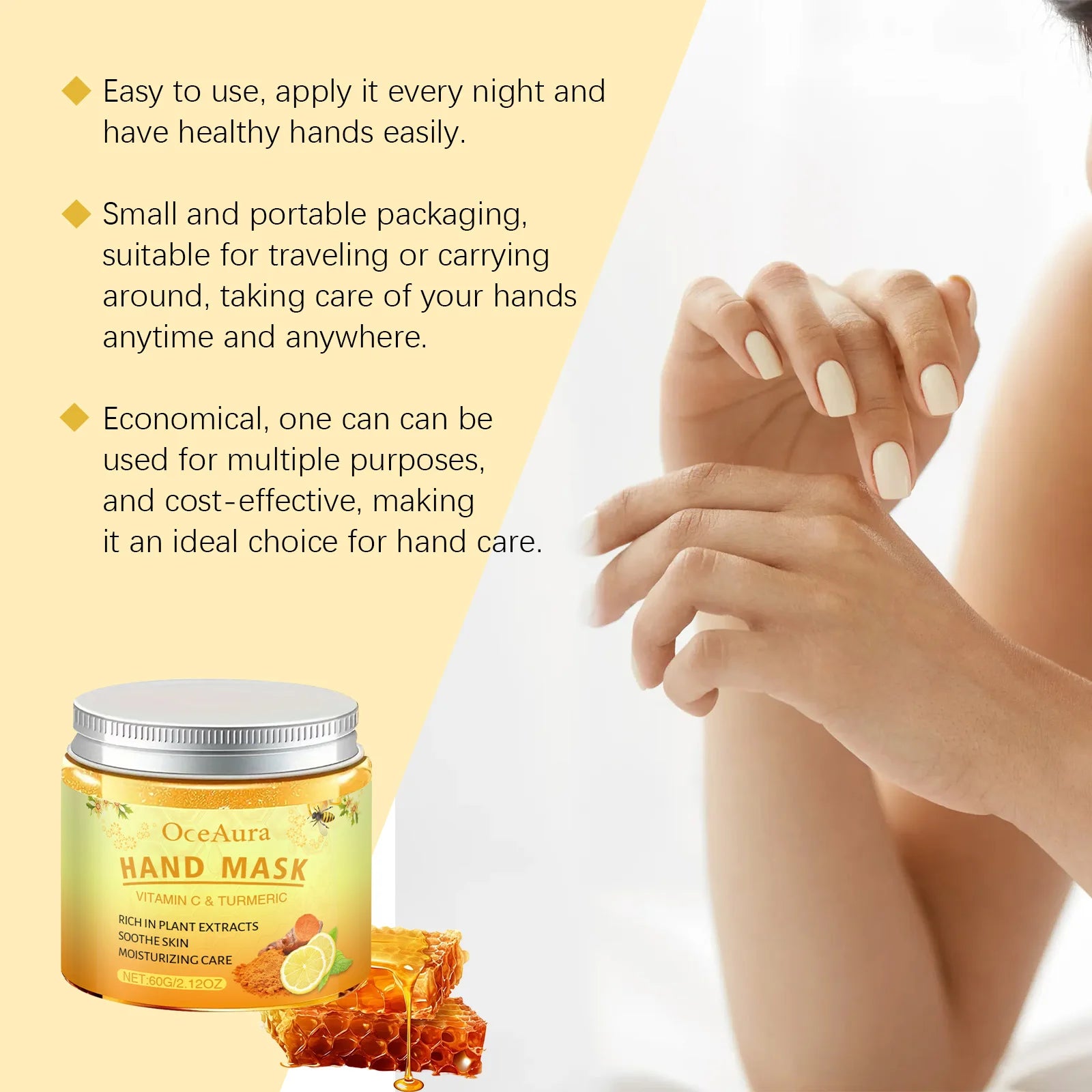 Vitamin C Turmeric Peel Off Hand Mask Moisturizing Nourishing Smoothing Skin Hydrating Improve Roughness Hand Skin Care