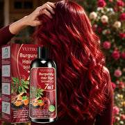 Burgundy Hair Dye Shampoo 7 In 1 Natural Plant Extract Cover Gray Hair Long Lasting Vibrant At Home Hair Color Care Shampoo