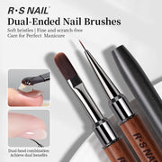 RSNAIL 1/2pcs Dual-ended Nail Design Brushes Phototherapy UV Builder Gel Nail Brush Silicone Carving Pen for DIY Manicure Tool
