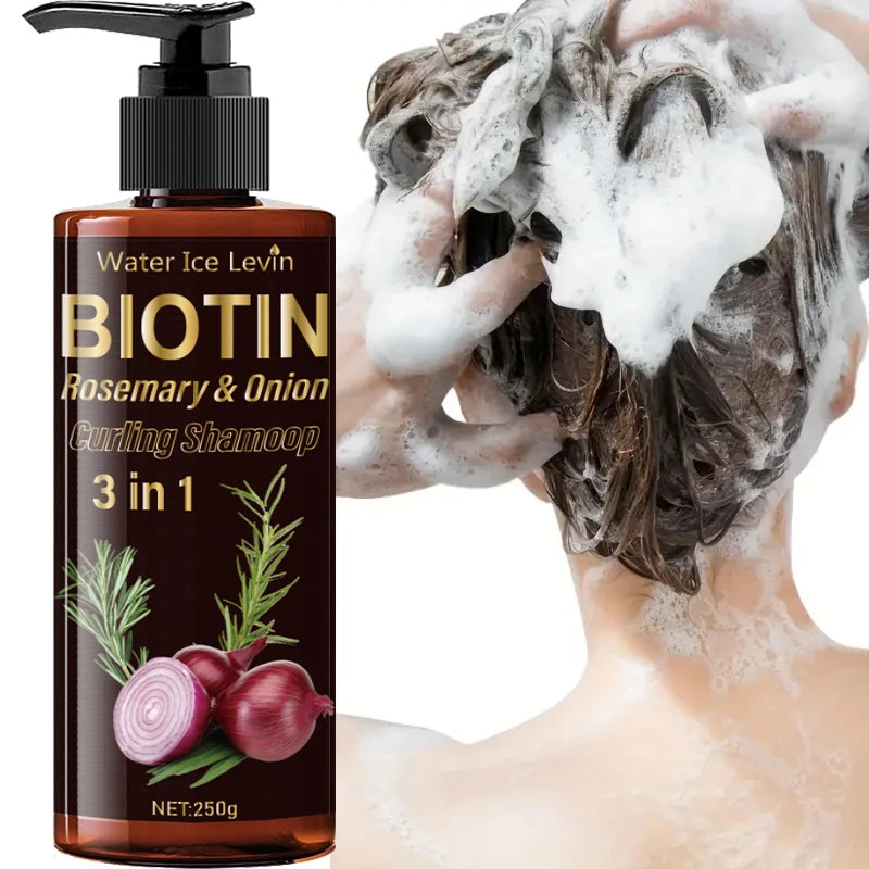 Biotin Shampoo 3-in-1, Moisturizing and Rich in Onion Extract Foam, Hydrates and Adds Shine for 72 Hours, Gently Massages and Cleanses for Hair That Is Fluffy and Smooth