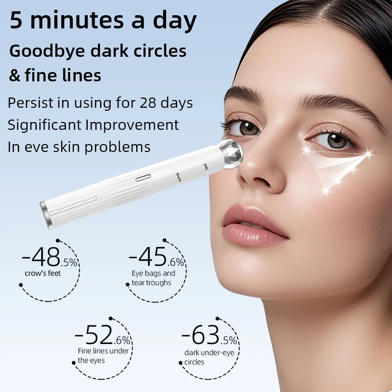 Electric Eye Massager Roller Vibration Wrinkle Anti-Ageing EMS Microcurrent Hot Conpress Dark Circle Removal Beauty Eye Care Pen