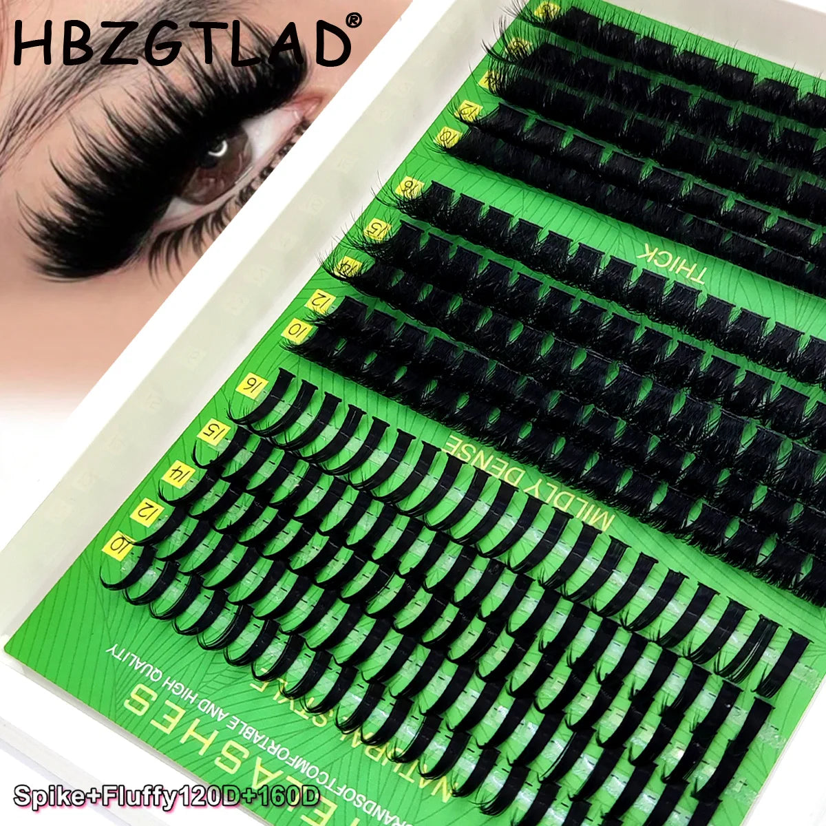 HBZGTLAD fluffy curled eyelashes 60D-200D natural style handmade eyelash bundle 5D mink eyelash clusters eyelash extensions fals
