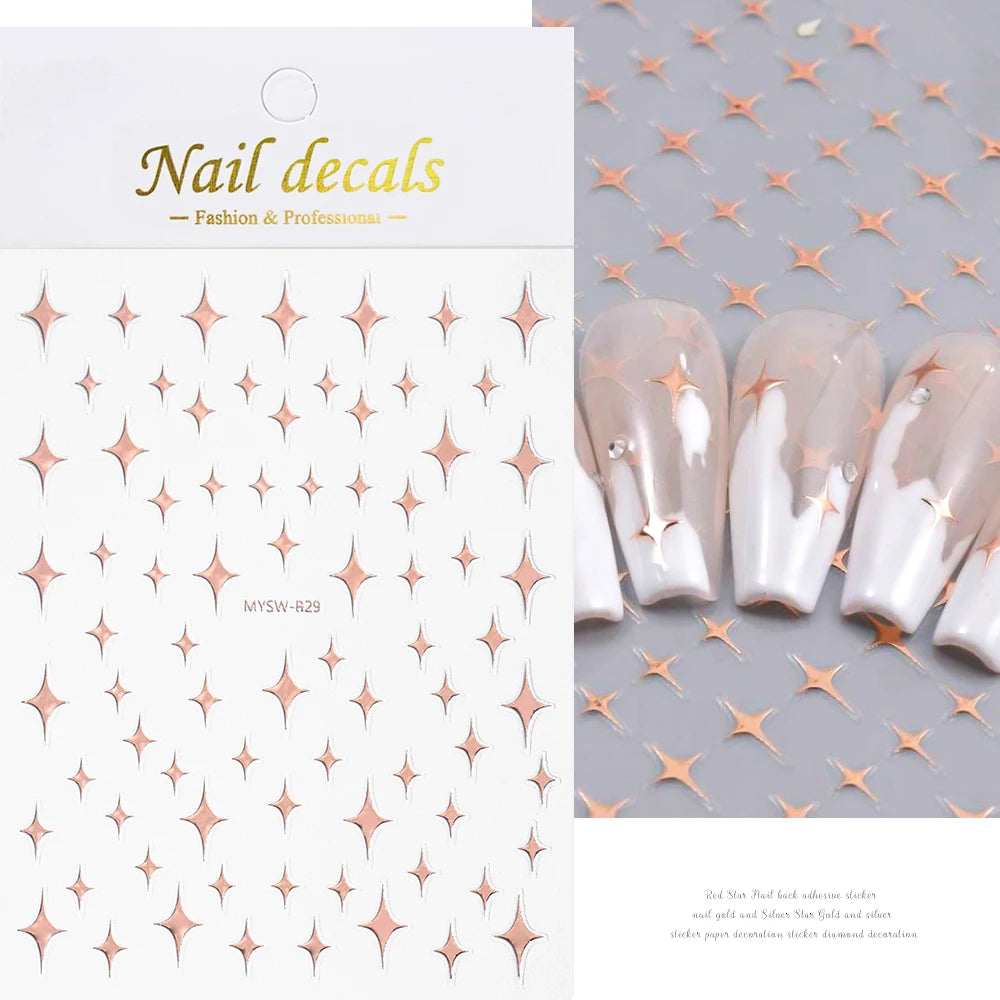1pcs Star-Themed Nail Art Stickers 3D Self-Adhesive Plastic Decals With Glitter Finish Anime Rectangle Shape Ideal For DIY Nails