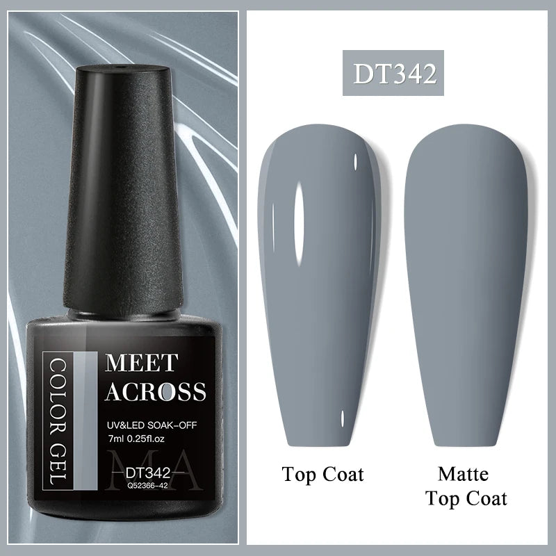MEET ACROSS 7ml Dark Color Glitter Top Coat Gel For Nails Brocade Powder 2 In 1 Chameleon Nail Art Gel Varnish Manicure