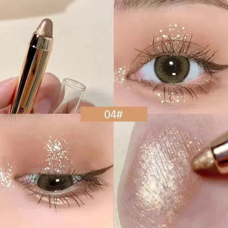 Double-ended Glitter Eye Shadow Stick Waterproof Pearlescent Champagne Gold Eyeshadow Pallete Pen Shimmer Cosmetics Makeup Tool