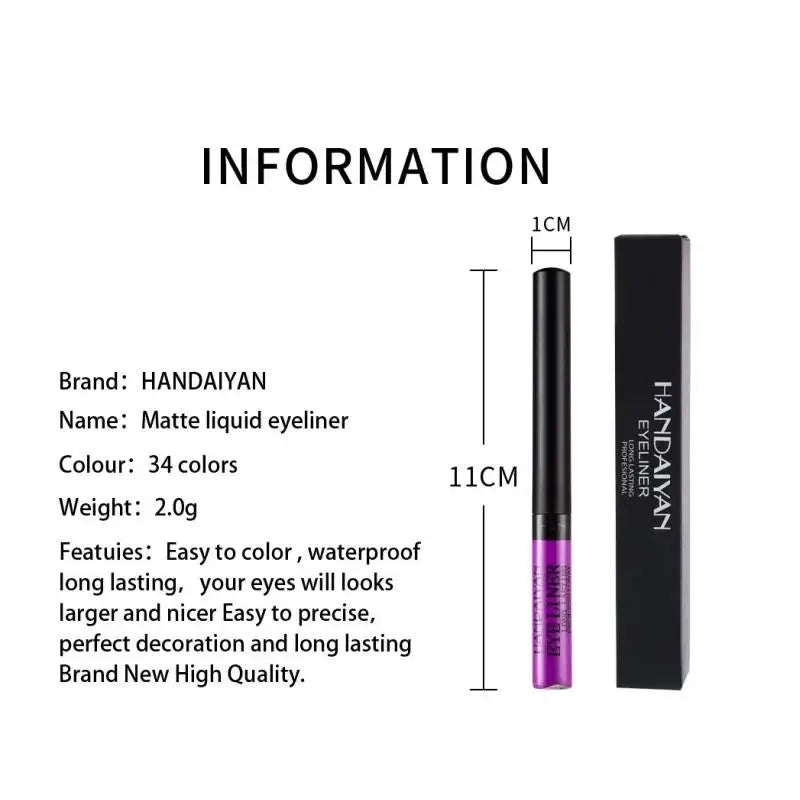Neon UV Glow Eyeliner Pen Waterproof Matte Liquid Color Eye Liner Pencil Vibrant Yellow Red Purple Makeup Cosmetic