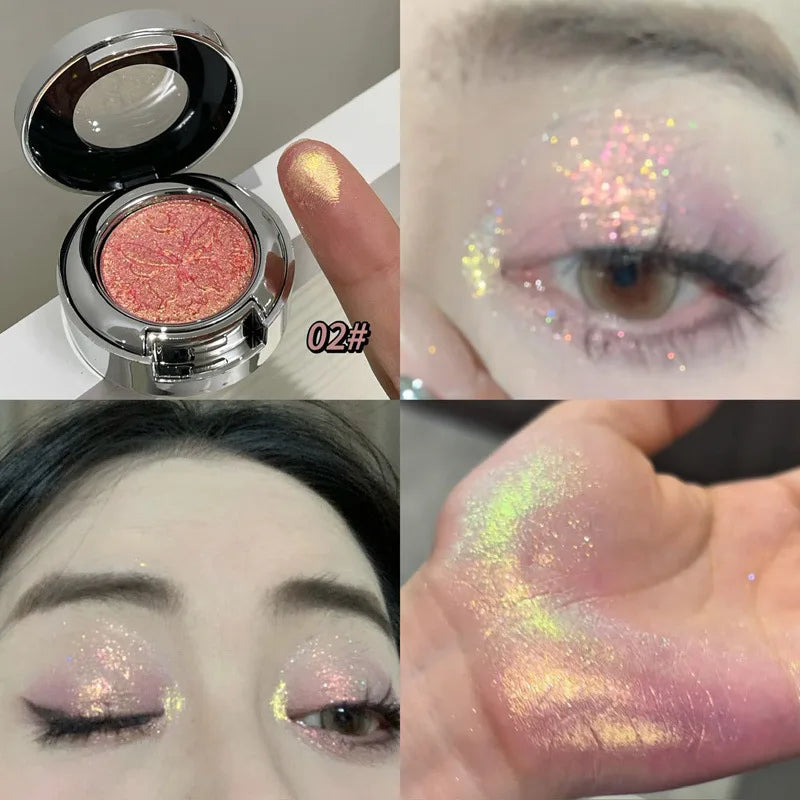 3D Butterfly Embossing Chameleon Eyeshadow Monochrome High-pigment Metallic Gradient  Shiny Glitter Blue Highlighter Eyes Makeup