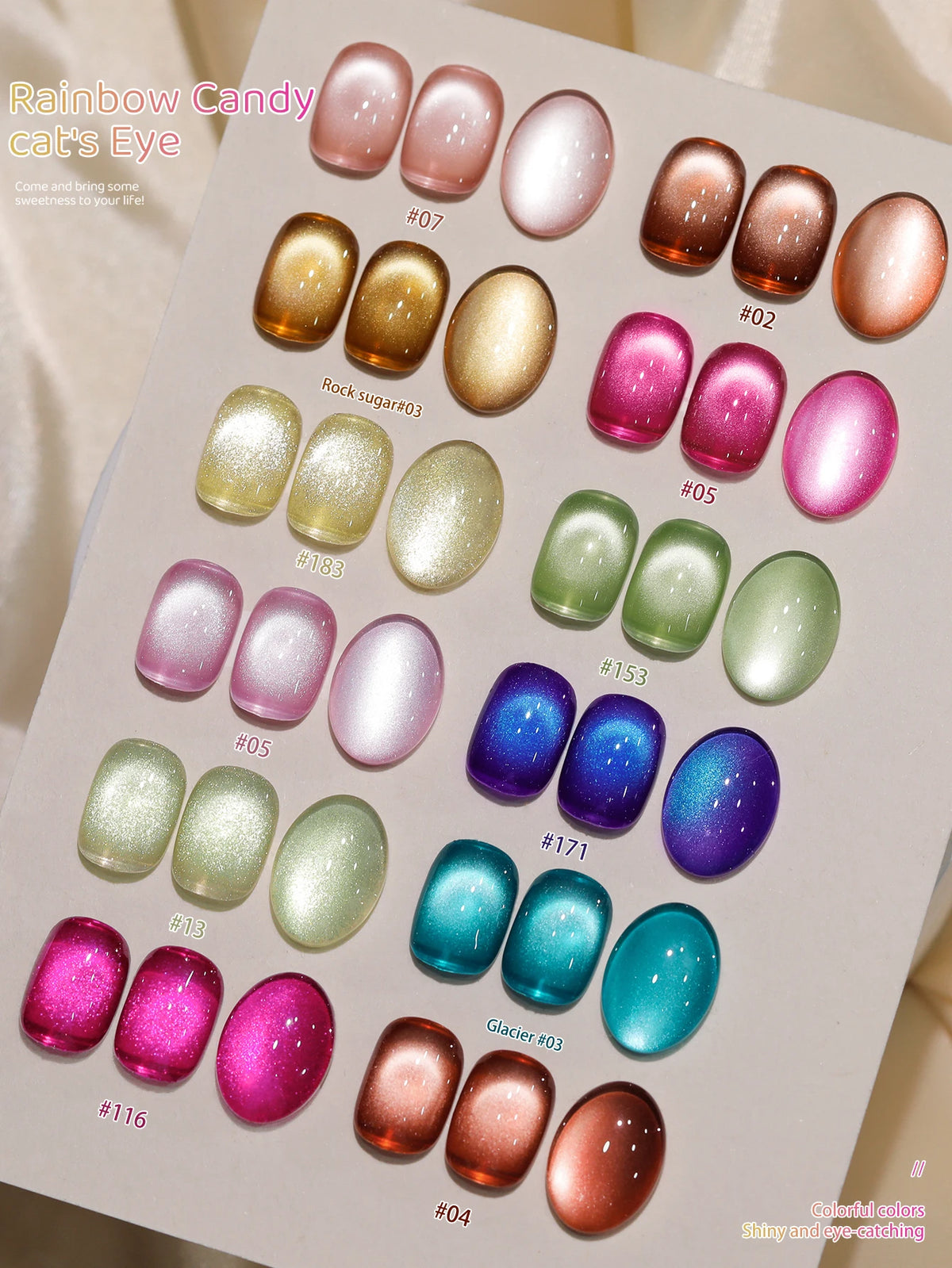 XEJAYI 1pc 15ml Rainbow Candy Cat Eye Gel Nail Polish,UV LED Soaking Nail Gel, Semi-Permanent, DIY Salon Quality