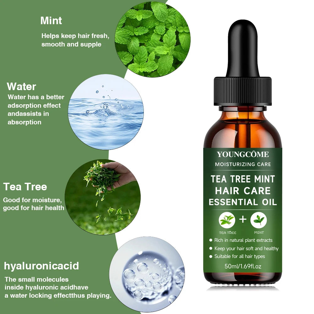 YOUNGCOME Tea Tree & Peppermint Hair Care Essential Oil: Natural Moisturizing & Nourishing Treatment for All Hair Types 2025