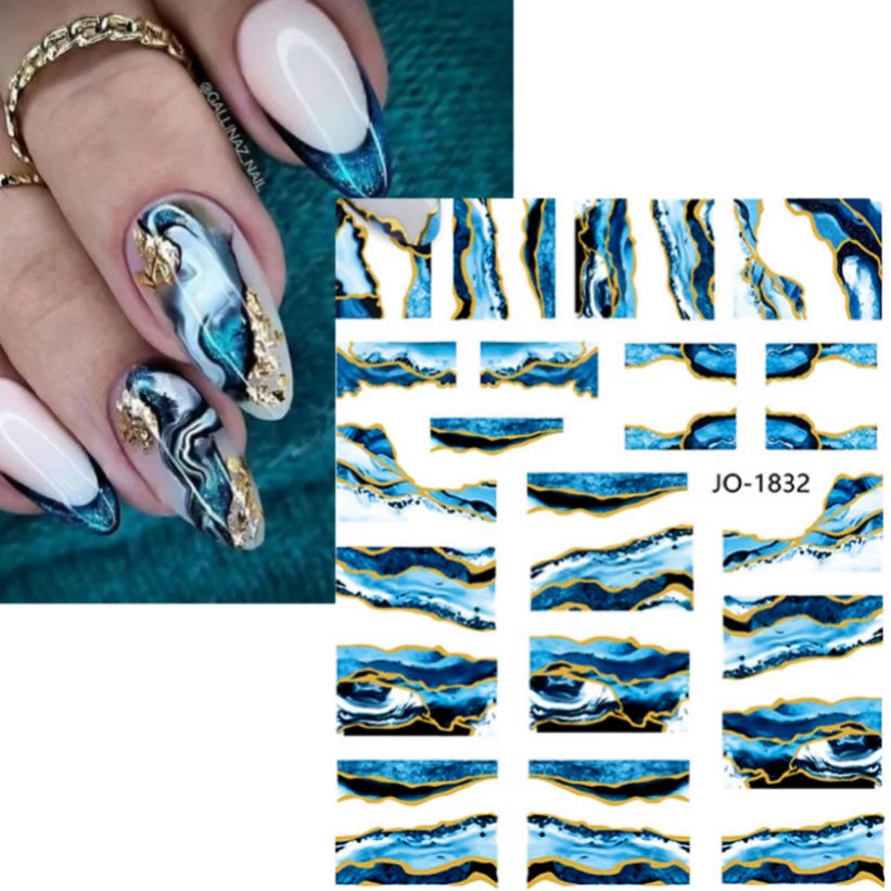 Nail Stickers 3D  Metal Line Sliver Gold Thorns Vine Curve Stripe Lines Tape Swirl Sliders Manicure Adhesive Gel Nail Art Decals