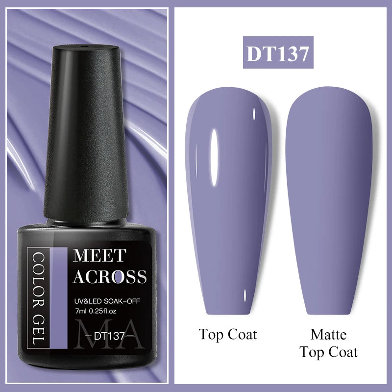 MEET ACROSS 7ml Dark Color Glitter Top Coat Gel For Nails Brocade Powder 2 In 1 Chameleon Nail Art Gel Varnish Manicure