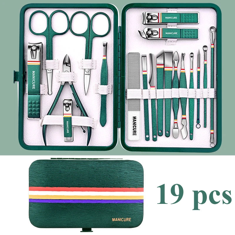 Professional 7/10/12/18 Piece Nail Care Kit Stainless Steel Manicure & Pedicure Set Nail Clipper Set with Travel Case