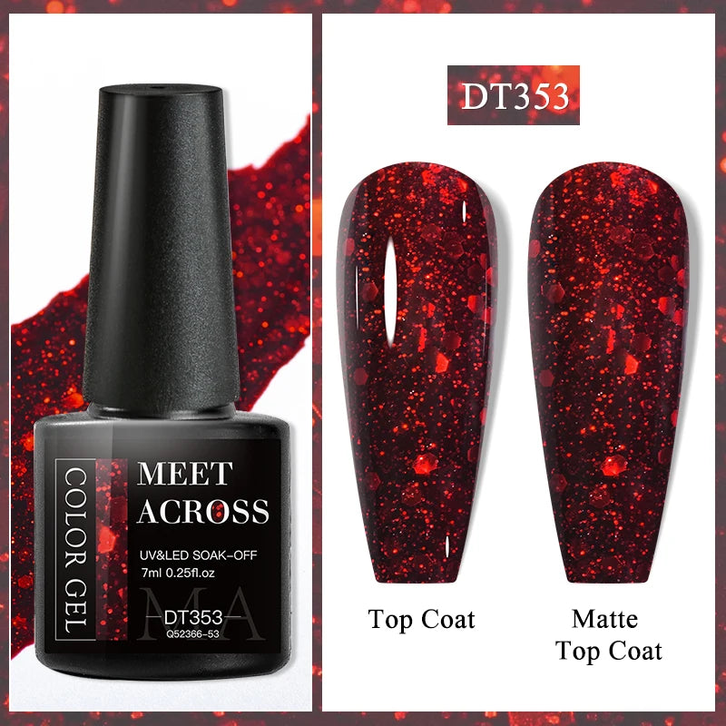 MEET ACROSS 7ml 36Colors Glitter Thermal Gel Nail Polish 3 Colors Changing Soak Off Gel Winter Semi Permanant Nail Art Varnish